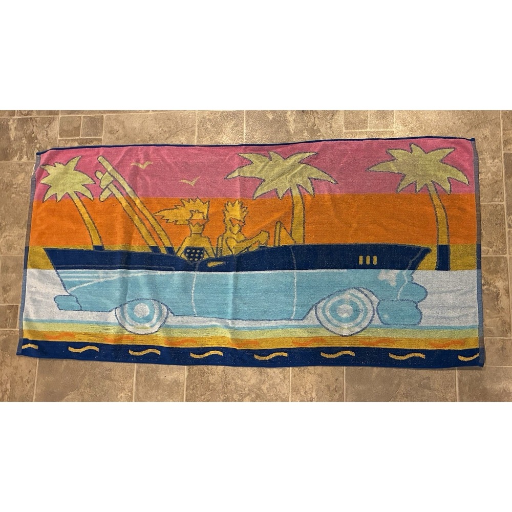 Vintage Franco Cotton Beach Towel Colorful Beach Cruiser‎ 55X26